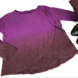 PrAna Juliana Purple Dipped Dye Wrap Sweater Sz L